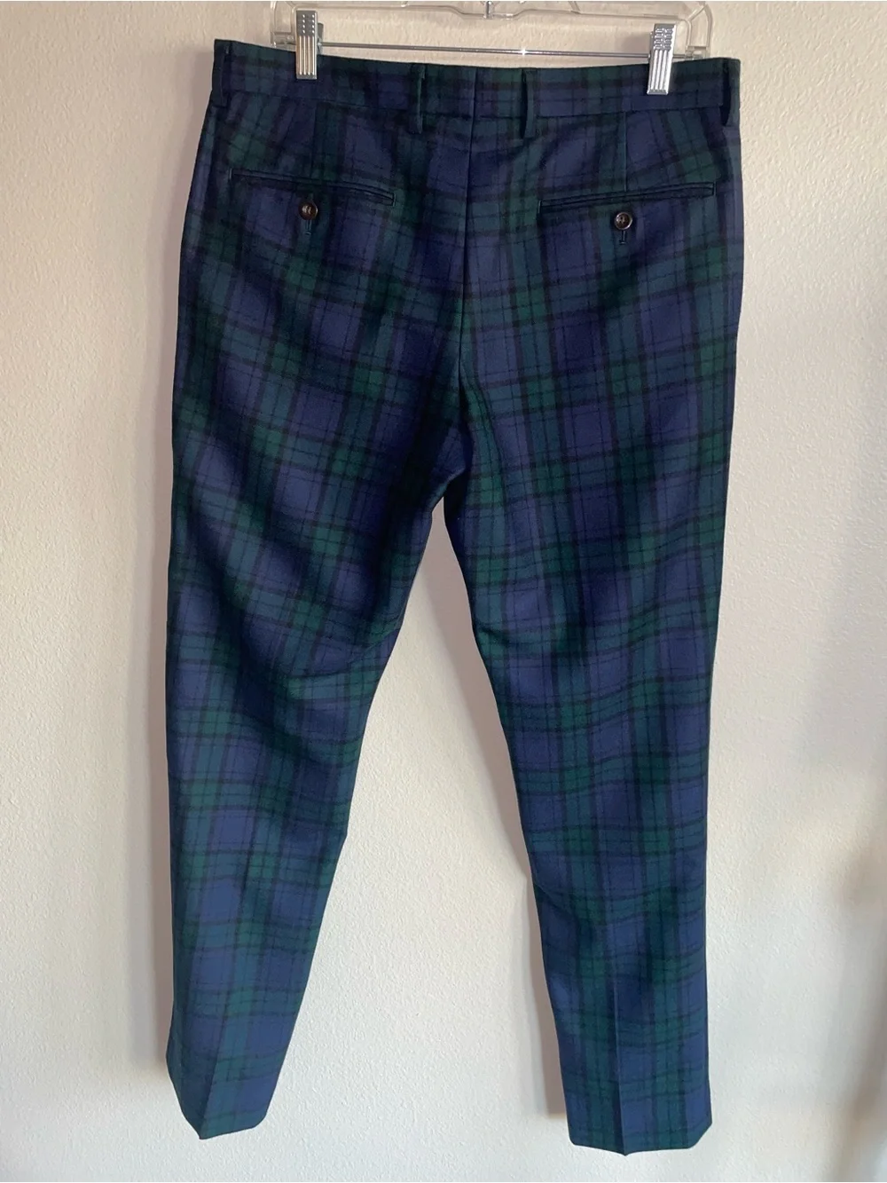 J. Crew Bowery - Navy & Green Plaid Tailored Dress Pants Wool size men’s 32/32